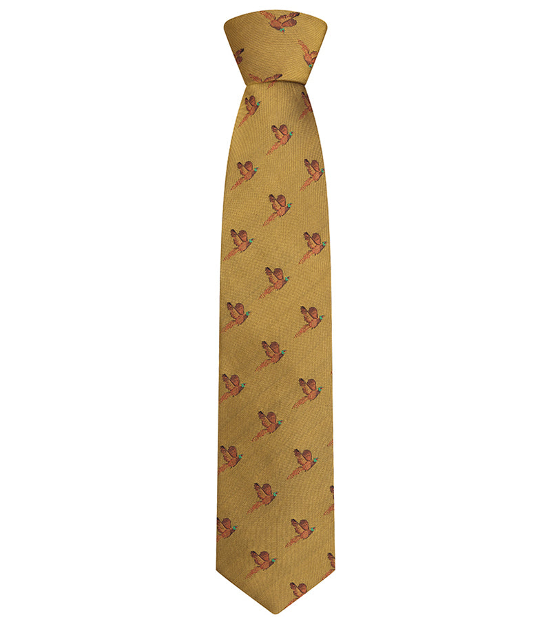 Hoggs of Fife 100% Silk Woven Tie Pheasants Gold