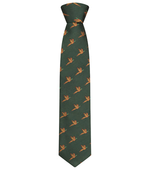 Hoggs of Fife 100% Silk Woven Tie Pheasants Green