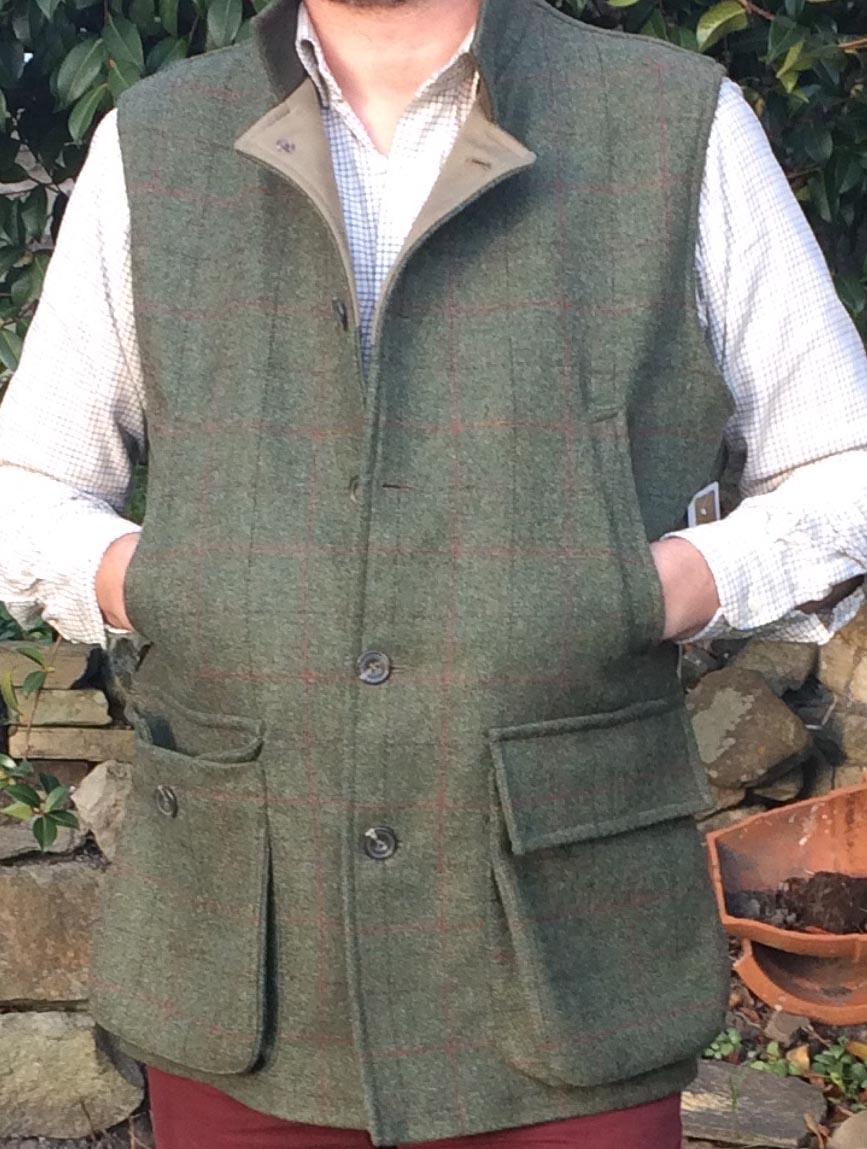 Nehru Collar Shooting Vest - Garsdale Tweed